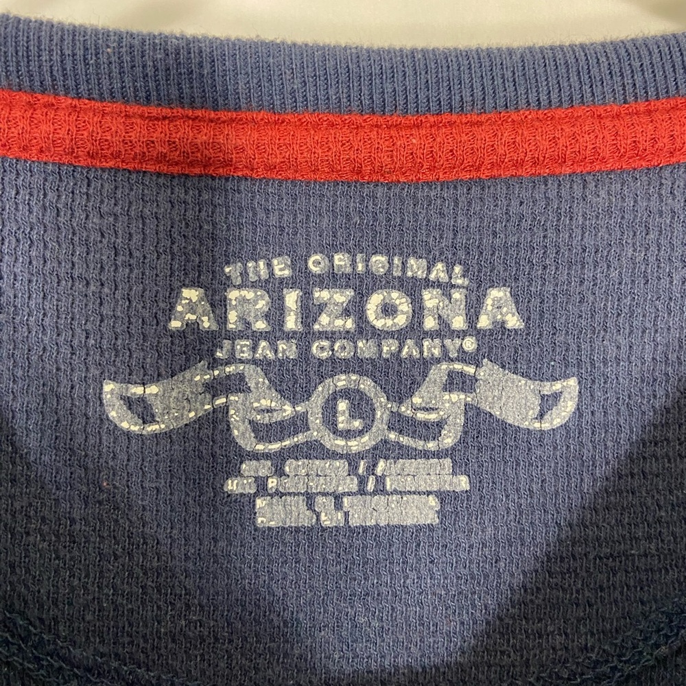 Arizona Jean Company youth boy’s navy blue decal textured long sleeve shirt L - Picture 3 of 5